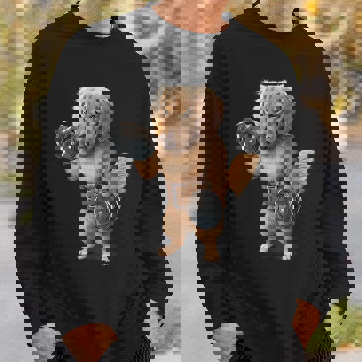 ダックスフンド 犬の筋肉トレーニング ダンベル付き フィットネスジム スウェットシャツ 彼への贈り物