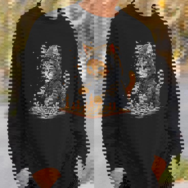 チェス メンズ レディース キッズ 猫 チェスプレイヤー スウェットシャツ 彼への贈り物