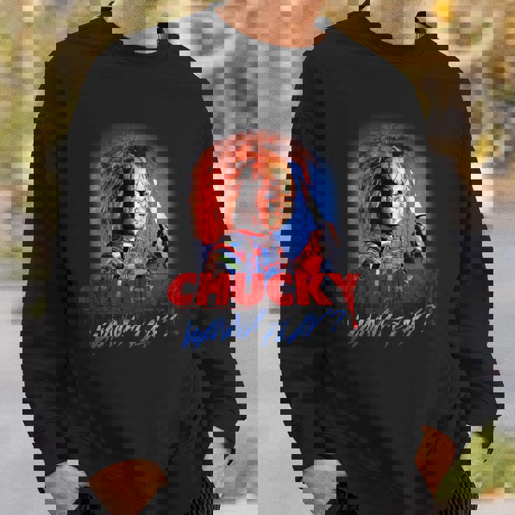 チャッキー・ワナ・プレイ・ブラッディ・ナイフ スウェットシャツ 彼への贈り物