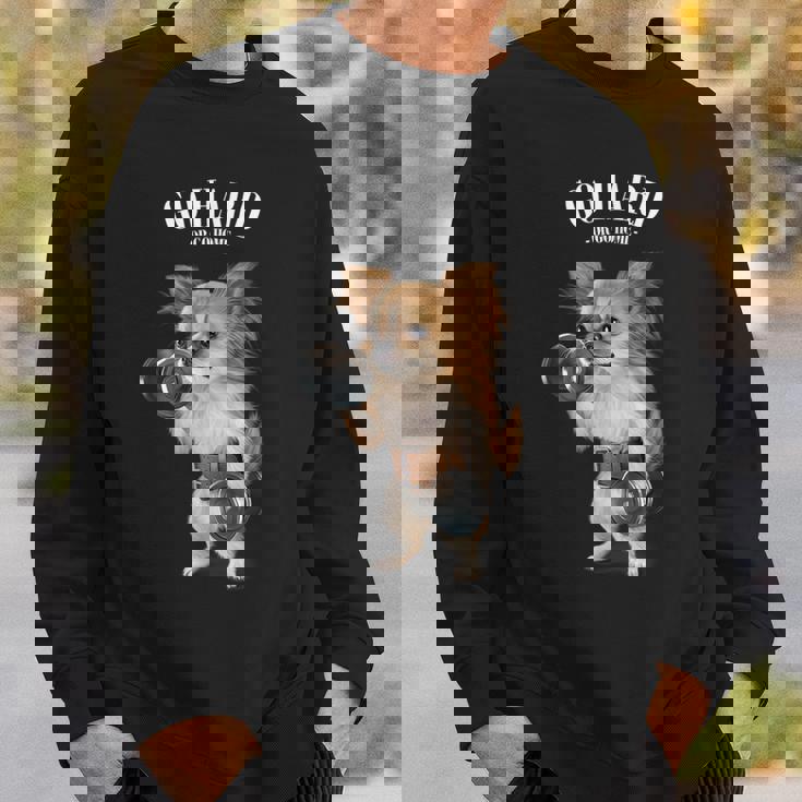 チワワ 犬の筋肉トレーニング ダンベル付き フィットネスジム スウェットシャツ 彼への贈り物