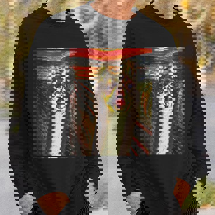 チワワ 面白いtシャツ 犬 ムンクの叫び かわいい メンズ 子供 おもしろ 服 グッズ ネタ わんこ スウェットシャツ 彼への贈り物