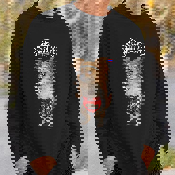 チワワ犬 ムエタイ キックボクシングチャンピオン スウェットシャツ 彼への贈り物