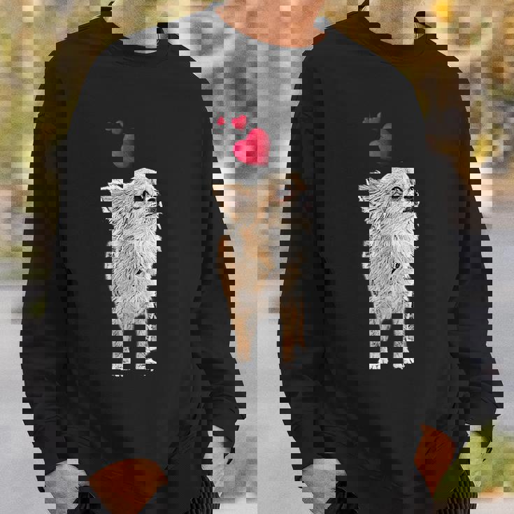 チワワ犬とハートのかわいい子犬のモチーフ スウェットシャツ 彼への贈り物