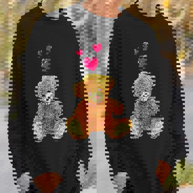 テディベアとハートのかわいいテディベアモチーフ スウェットシャツ 彼への贈り物