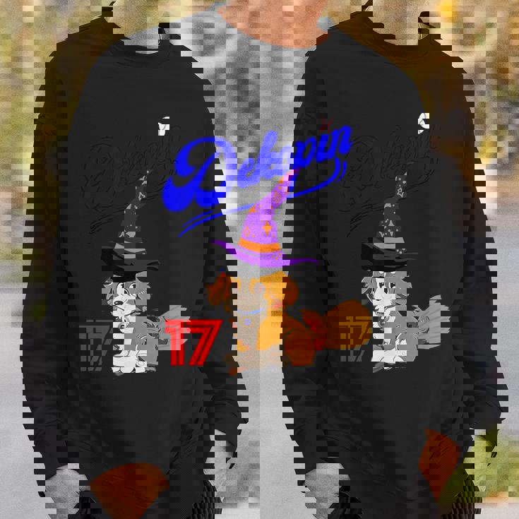 デコピン、デコイ、犬シャツ、No17、愛犬、コーイケルホンディエ、野球観戦、Dekopin Decoy ハロウィン スウェットシャツ 彼への贈り物