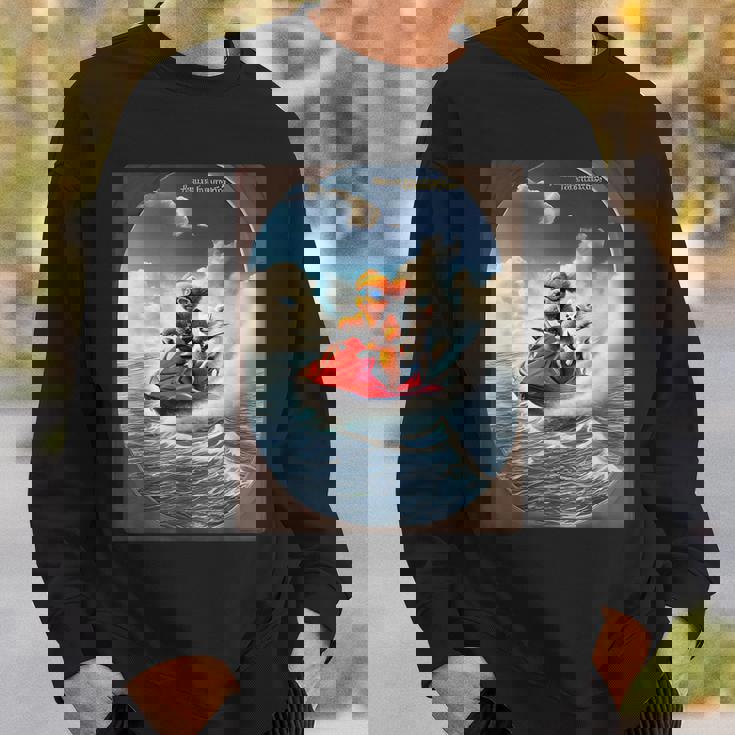 トイプードルとチワワのジェットスキー 夏の楽しいデザイン スウェットシャツ 彼への贈り物