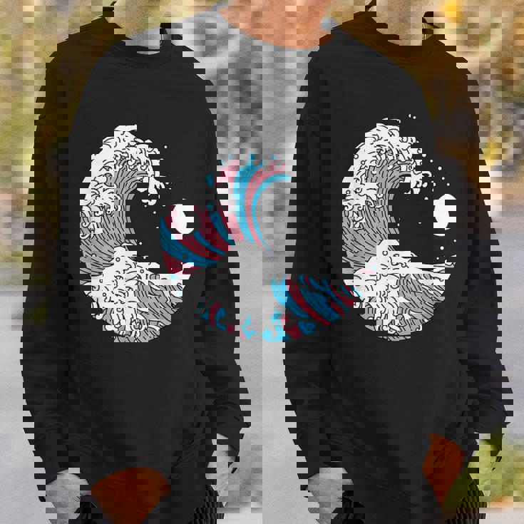 トランスジェンダー プライド Lgbtq トランスフラッグ 日本のウェーブアート Lgbt スウェットシャツ 彼への贈り物