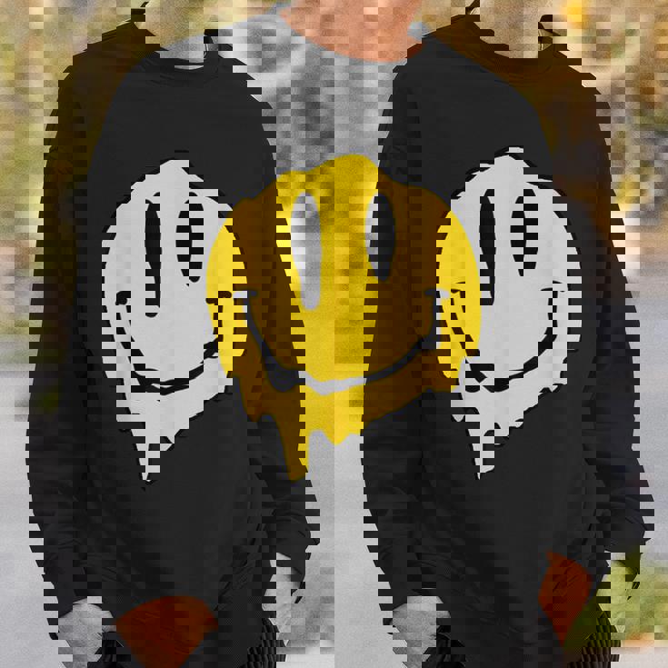 ドリッピースマイルイエロースマイルフェイスシャツ かわいい ハッピースマイルフェイス スウェットシャツ 彼への贈り物