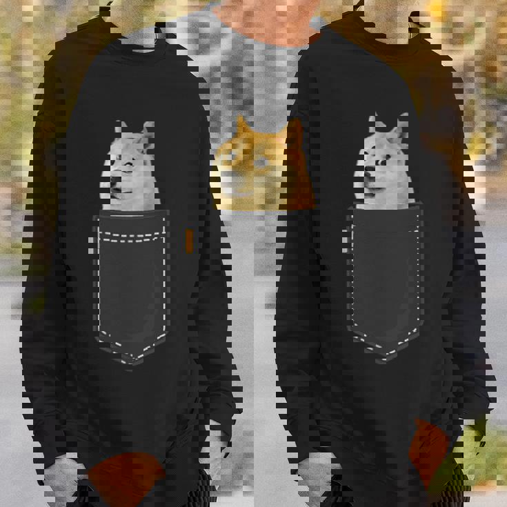 ドージコイン 胸ポケットの中にクリプト ミーム ドッグミーム ロゴ ドージコイン スウェットシャツ 彼への贈り物