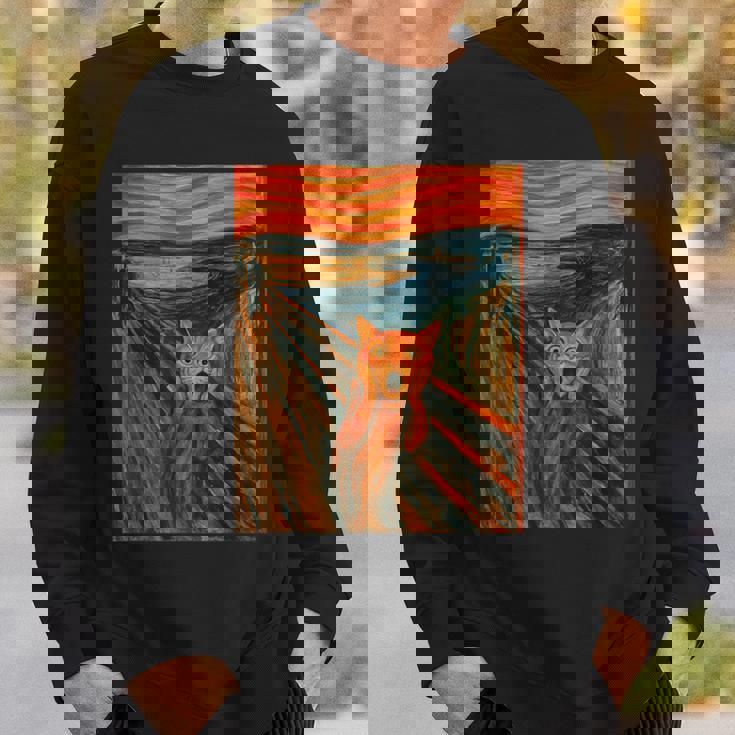 ニャンコの叫び 面白い 猫 ムンクの叫び パロディ おもしろ 服 おもしろグッズ ネタ スウェットシャツ 彼への贈り物