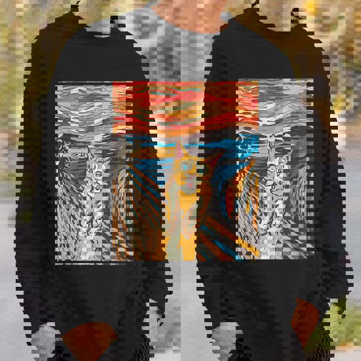 ニャンコの叫び 面白いtシャツ 猫 ムンクの叫び パロディ ネコ メンズ 子供 おもしろ 服 おもしろグッズ ネタ スウェットシャツ 彼への贈り物