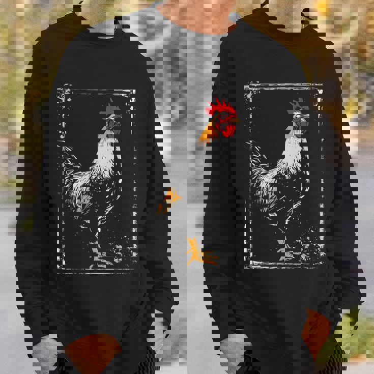 ニワトリ 絵画 描画 動物 アート グラフィック ニワトリ スウェットシャツ 彼への贈り物