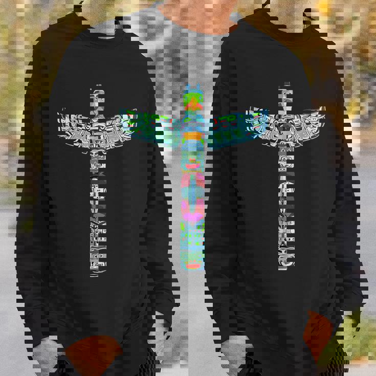 ネイティブアメリカン トーテムポール カラフル サンダーバードデザイン スウェットシャツ 彼への贈り物