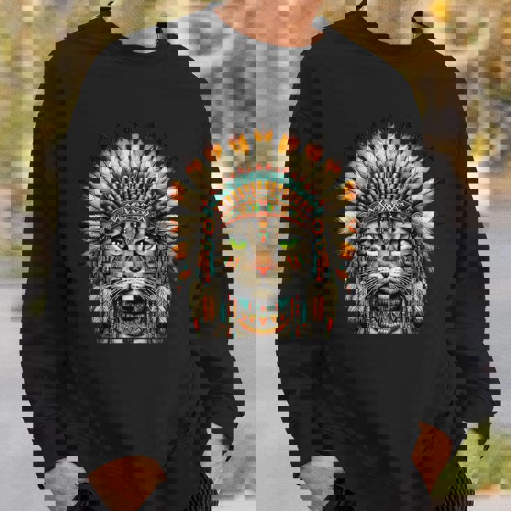 ネイティブインディアン 猫 子猫 ネイティブアメリカン インディアンフェザー スウェットシャツ 彼への贈り物