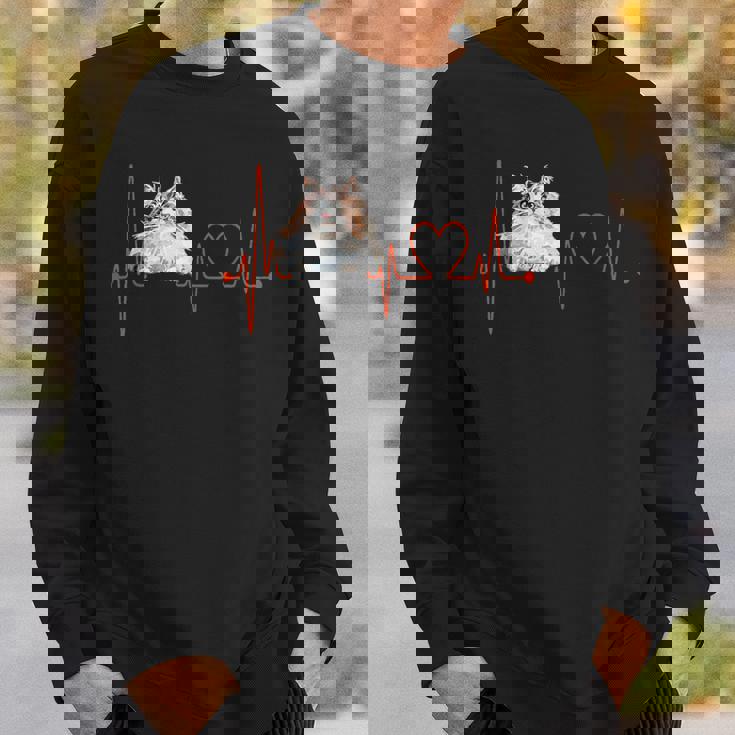 ノルウェージャンフォレストキャットハートビートekg ファニーアイラブマイキャット スウェットシャツ 彼への贈り物