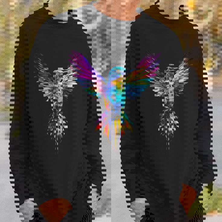 ハチドリ カラフル アート 動物 グラフィック 鳥 ハチドリ スウェットシャツ 彼への贈り物