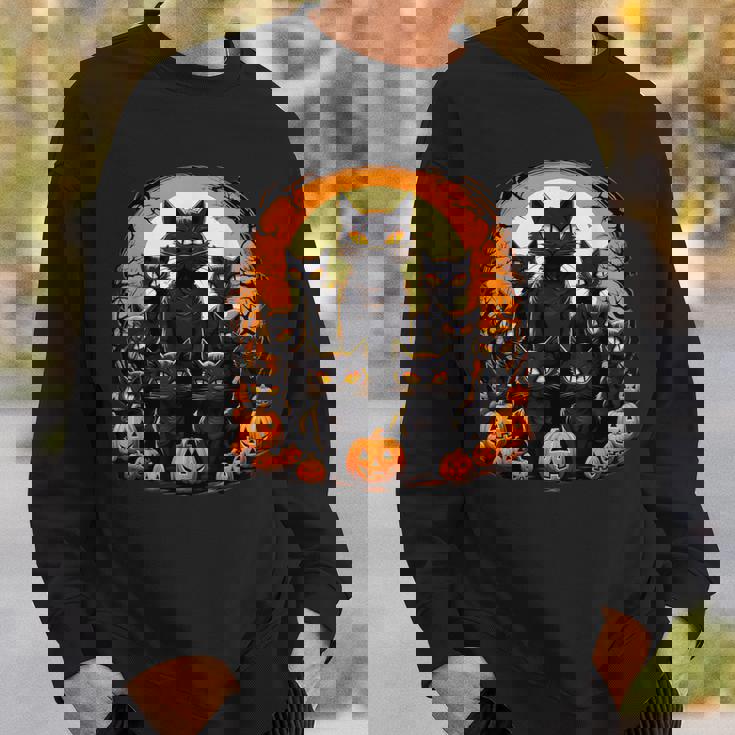 ハロウィン 黒猫 パンプキン 面白い レトロデザイン スウェットシャツ 彼への贈り物