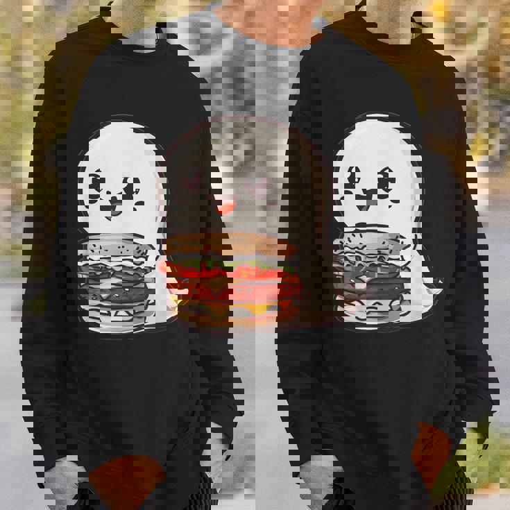 ハンバーガーとかわいいおばけ スウェットシャツ 彼への贈り物