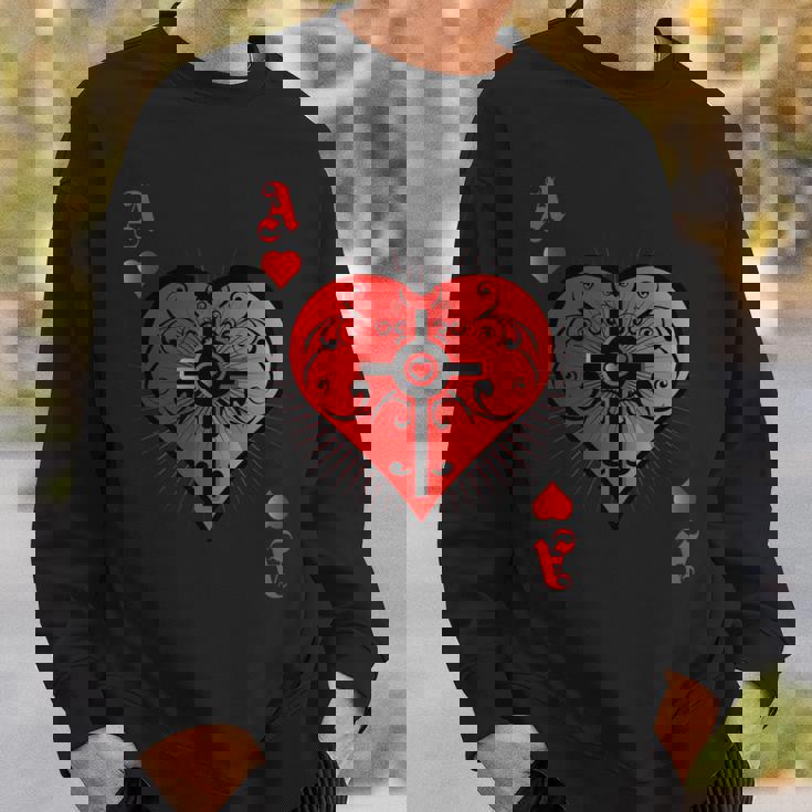 ハートポーカーエースi テキサスホールデムカジノカードケース ポーカー 長袖tシャツ スウェットシャツ 彼への贈り物