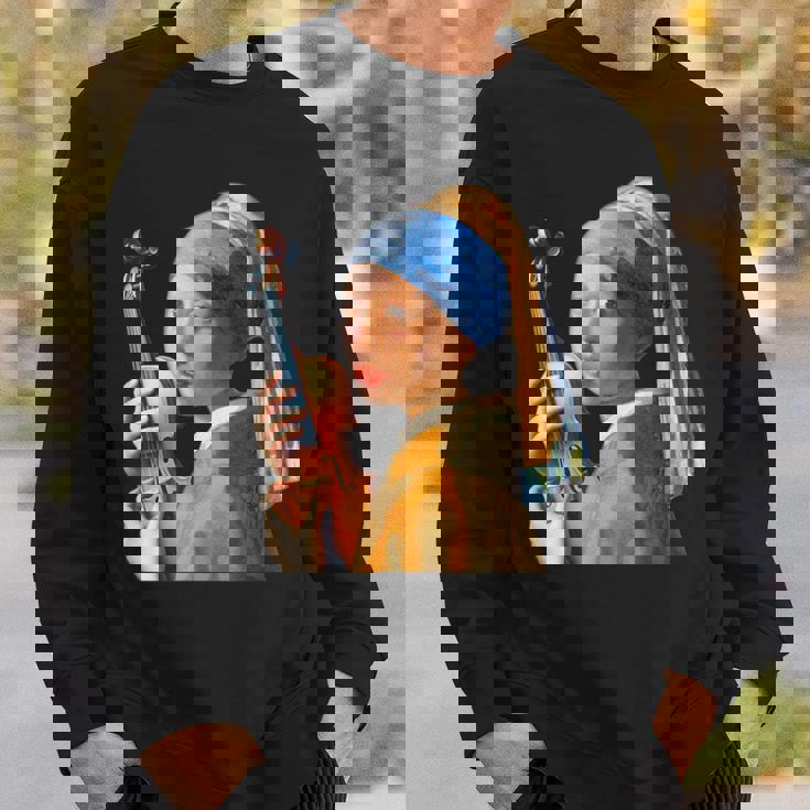 バイオリン 楽器 面白いtシャツ フェルメール かわいい メンズ 子供 おもしろ 服 グッズ ネタ 音楽 スウェットシャツ 彼への贈り物