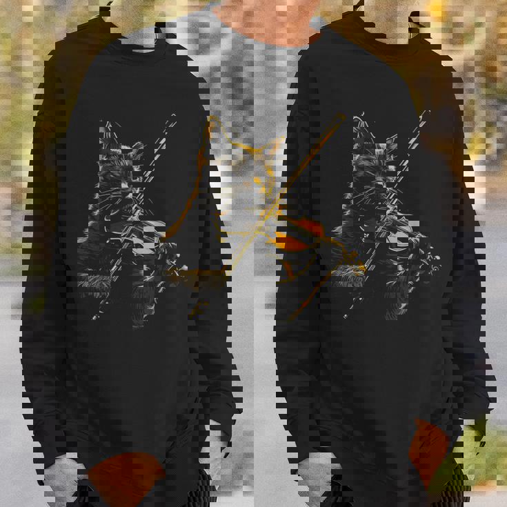 バイオリン 猫 面白い クラシカル 音符 オーケストラ ヴァイオリニスト スウェットシャツ 彼への贈り物