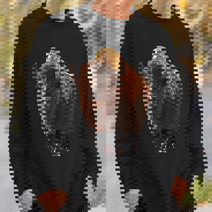 バイソン ヨーロッパバイソン 野牛 アメリカバイソン アメリカンバッファロー スウェットシャツ 彼への贈り物