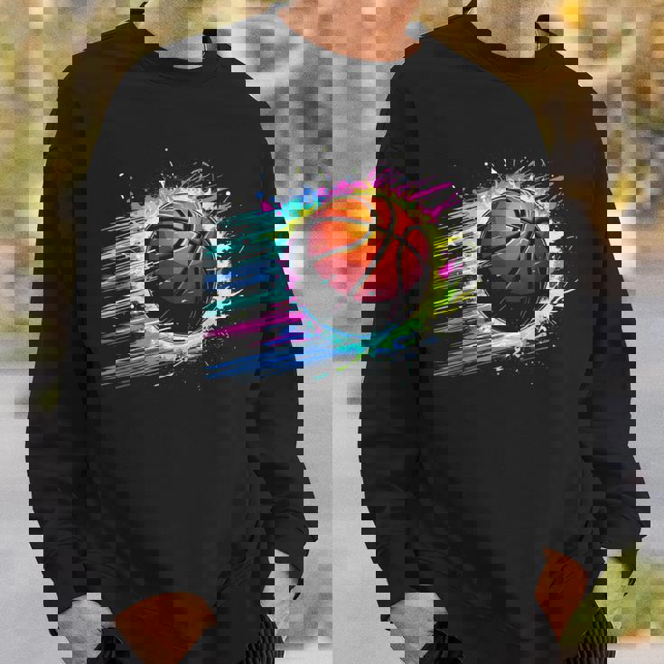 バスケットボール選手 カラフル タイダイ カラーアート スポーツ愛好家 スウェットシャツ 彼への贈り物