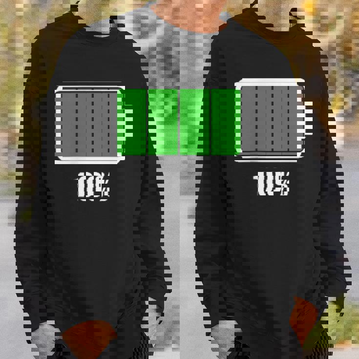 バッテリー100シャツ バッテリーハートフル充電バッテリーフル。 スウェットシャツ 彼への贈り物