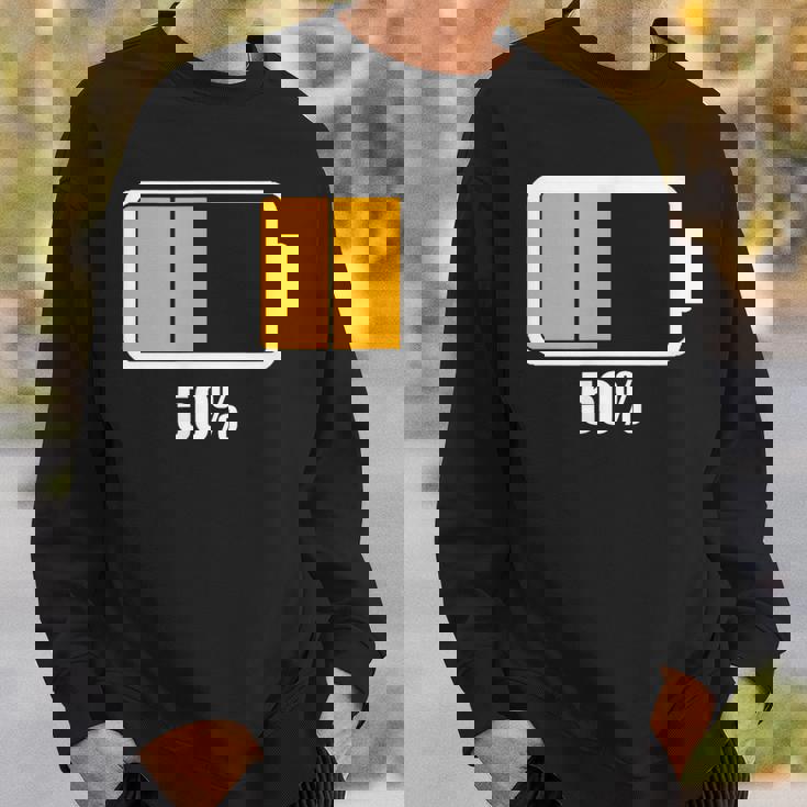 バッテリーハーフ残量50 バッテリーデッドtシャツ バッテリー残量が少ない スウェットシャツ 彼への贈り物