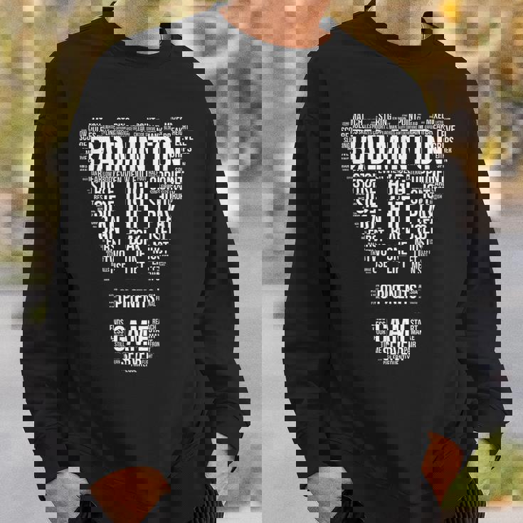 バドミントン用語 ワードクラウド バドミントンギフト バドミントンプレーヤー スウェットシャツ 彼への贈り物