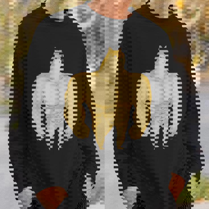 バフ 柴犬 面白い ボディービルダー 犬 ダンク ミーム スウェットシャツ 彼への贈り物