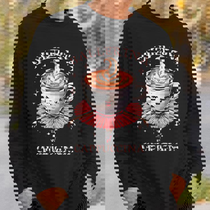 バレリーナ カプチーノ おもしろスローガン イタリアンブレイン レッド スウェットシャツ 彼への贈り物