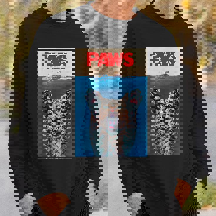 パウス おもしろ猫 パロディ 猫 恋人 ギフト 子猫 サメ ネズミ 鳴き声 スウェットシャツ 彼への贈り物