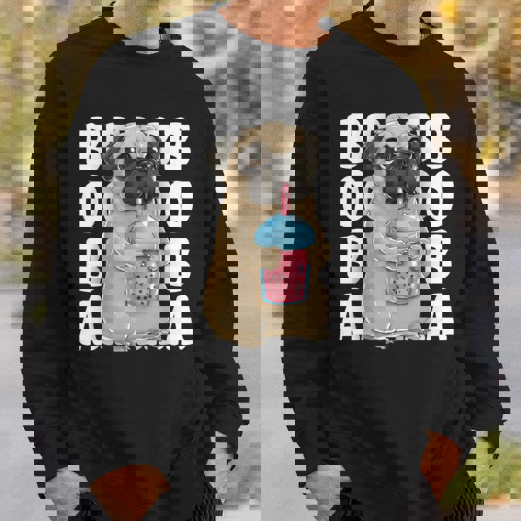 パグ 犬 カワイイ ボバ バブル ミルク ティー タピオカパール かわいい スウェットシャツ 彼への贈り物