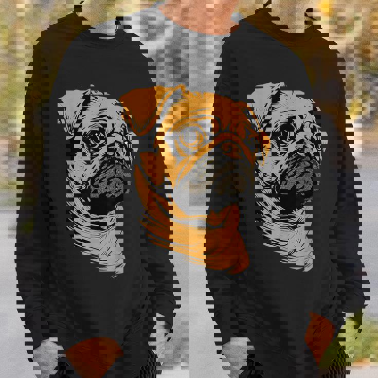 パグ 犬 デザイン ベージュ 犬 ラブ カーリン かわいい パグ スウェットシャツ 彼への贈り物