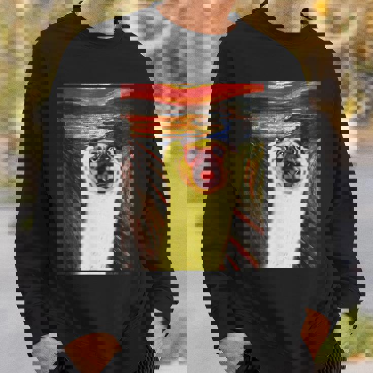 パグ 面白いtシャツ 犬 ムンクの叫び かわいい メンズ 子供 おもしろ 服 グッズ ネタ わんこ イヌ スウェットシャツ 彼への贈り物