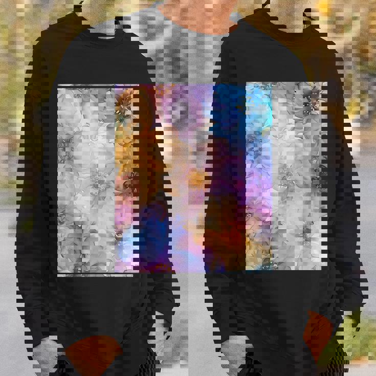 パステルインクのイラストにマルチカラー春の花。 スウェットシャツ 彼への贈り物