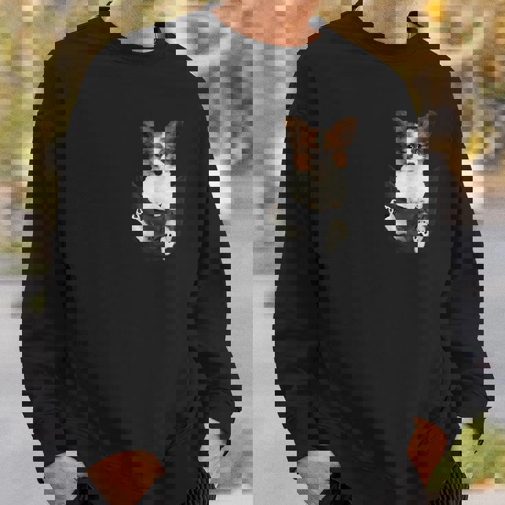 パピヨン愛好家のためのポケットに入った面白いパピヨン スウェットシャツ 彼への贈り物