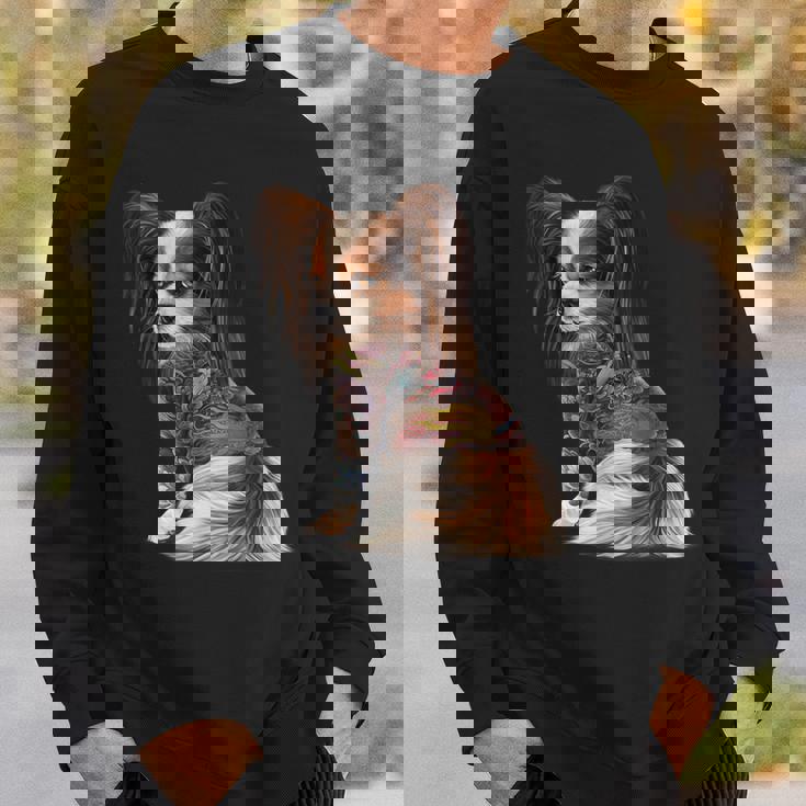 パピヨン犬 日本の伝統的なドラゴンタトゥー イレズミ スウェットシャツ 彼への贈り物