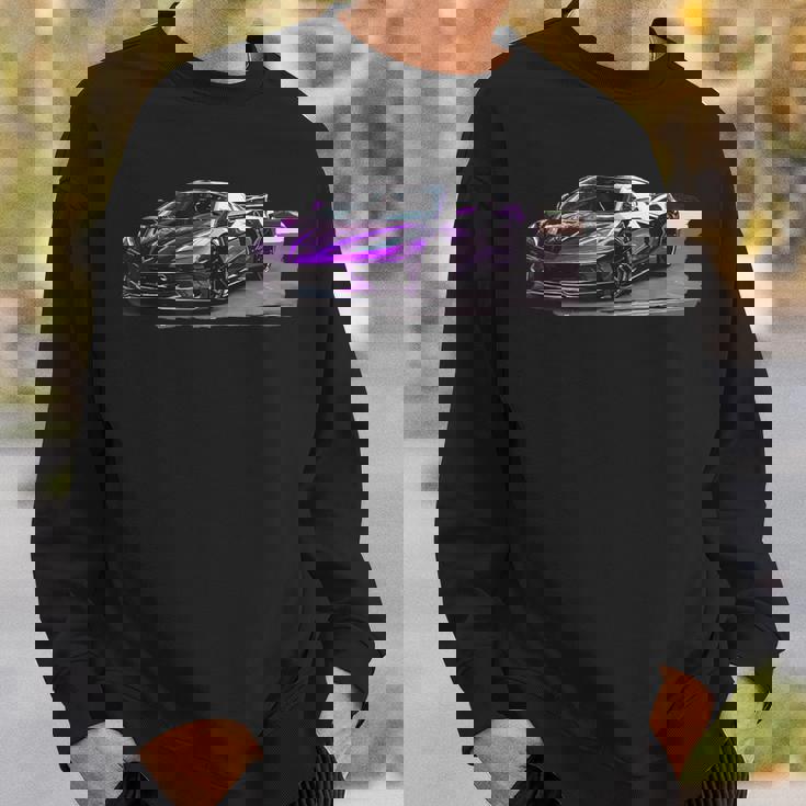 パープル C8 ドライブウェイ スー レースカー マッスルカー スポーツカー C8 スウェットシャツ 彼への贈り物