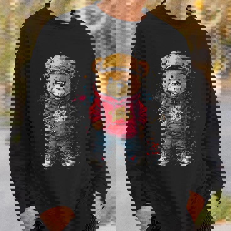 ヒップホップのテディベア、クールなアーバンノベルティグラフィック。 スウェットシャツ 彼への贈り物