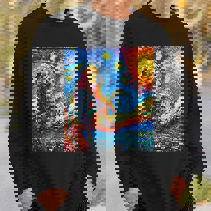 ヒヒ猿 星月夜 絵画 スウェットシャツ 彼への贈り物