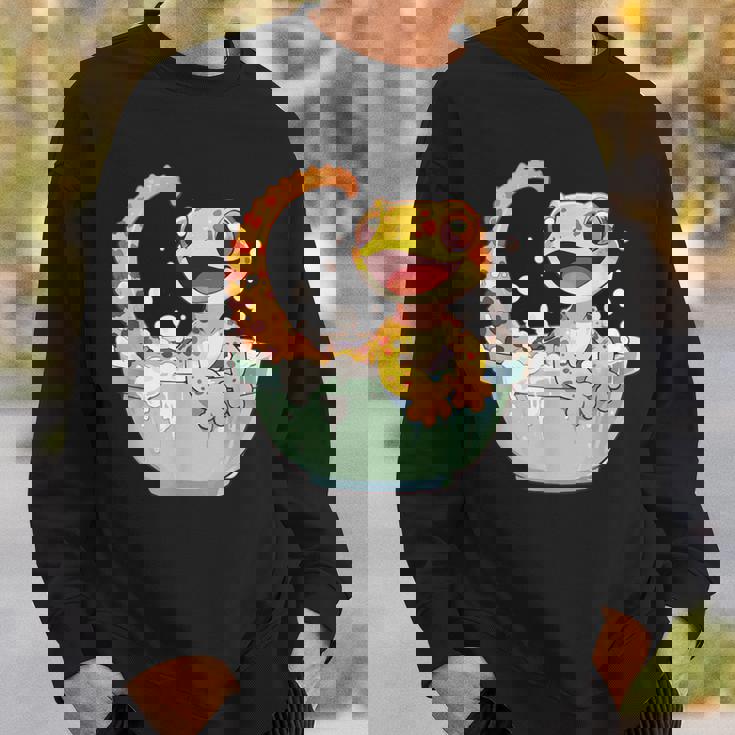 ヒョウモントカゲモドキ シャワー かわいい 野生動物 トカゲ スウェットシャツ 彼への贈り物