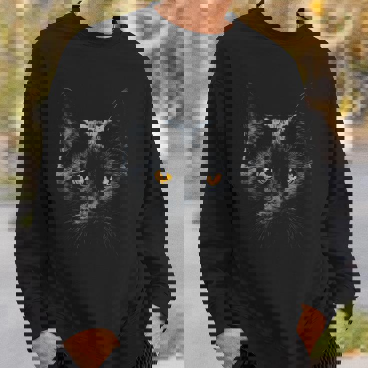 ピアス 黄色い目 黒猫 スウェットシャツ 彼への贈り物