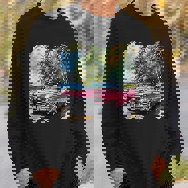 ピンク キャデラック ルックイン ビンテージビークル スウェットシャツ 彼への贈り物