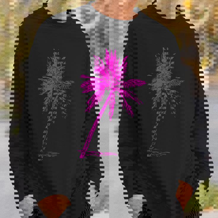 ピンクパームビーチウェア サーフィンレトロ パームツリー スウェットシャツ 彼への贈り物