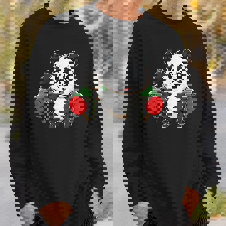 ピンポン卓球をするかわいいパンダ スウェットシャツ 彼への贈り物