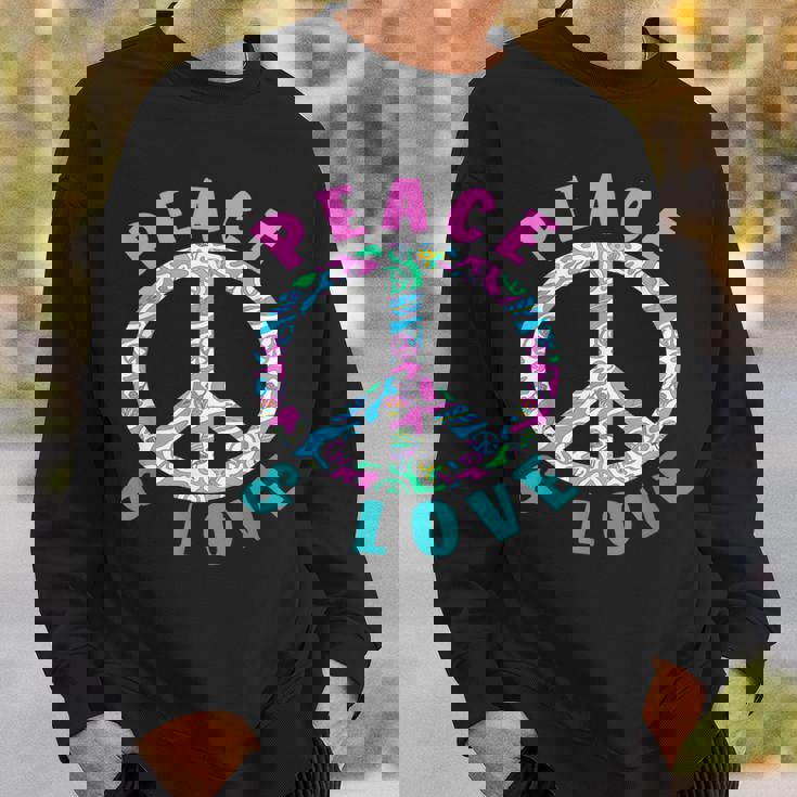 ピースアンドラブカラフルヒッピーシンボル スウェットシャツ 彼への贈り物