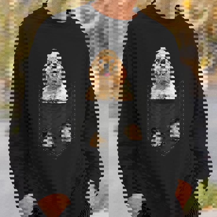 ファニーアメリカンコッカースパニエル ポケットに入った犬好き向け スウェットシャツ 彼への贈り物