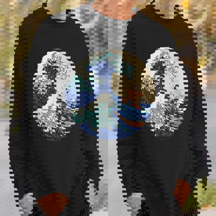 ファンシー 神奈川 大波 相撲 サーフィン パロディ スウェットシャツ 彼への贈り物